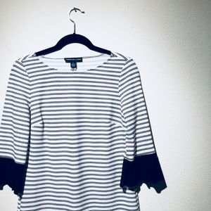 Black & White Tunic Dress w/ Pleated Trim